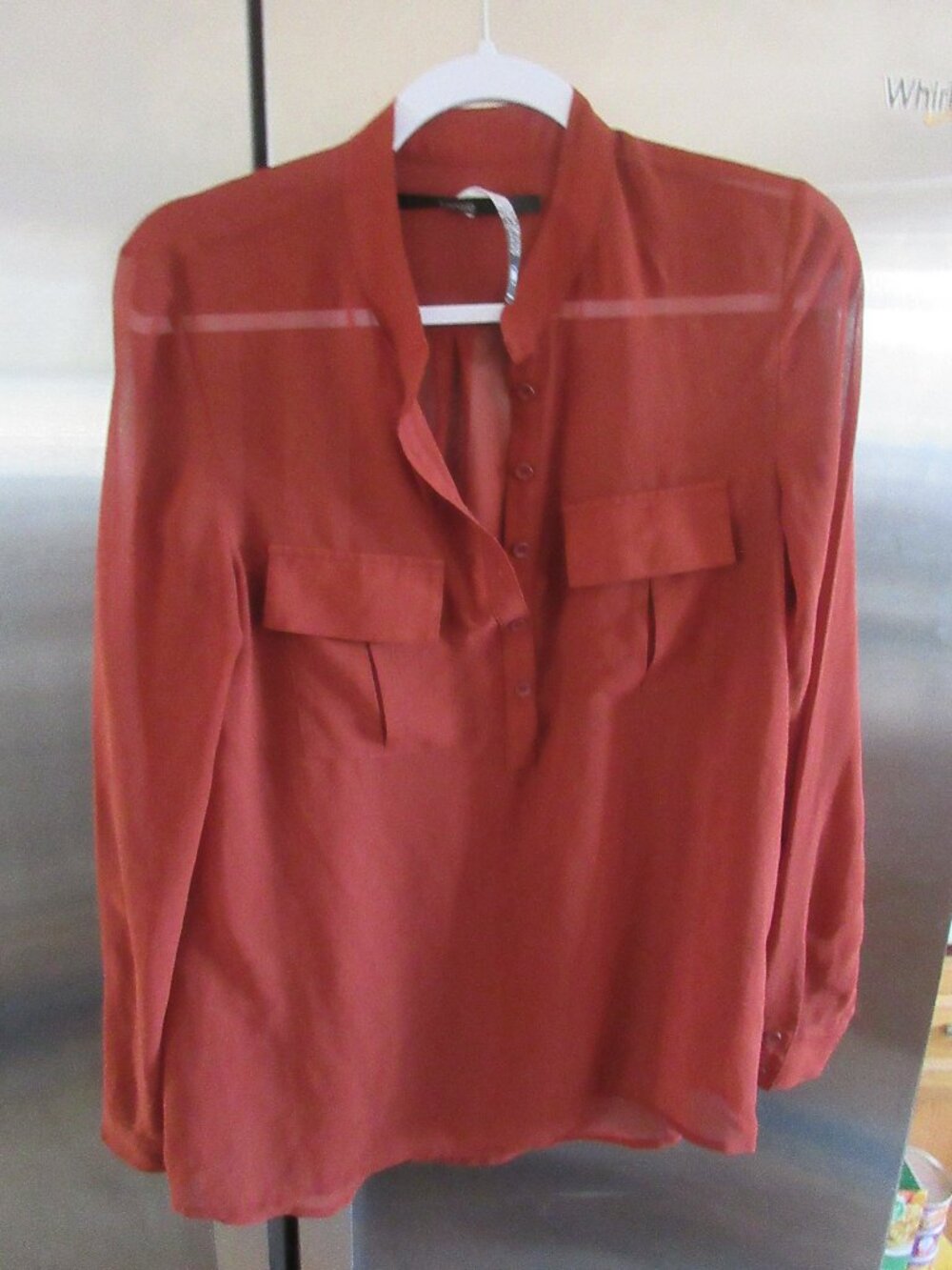 kensie modern chiffon sheer rust tunic top poly m